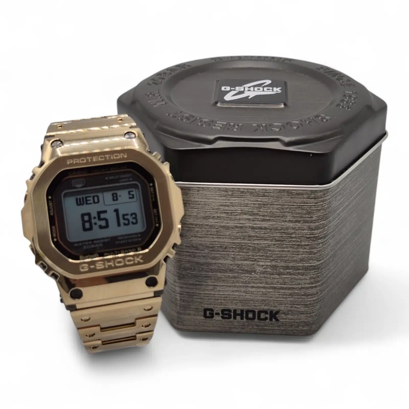 Reloj G-shock GMW-BZ5000 Dorado Acero + Caja + Eslabones