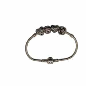 PULSERA PANDORA 18CM + 4 CHARMS CORAZON