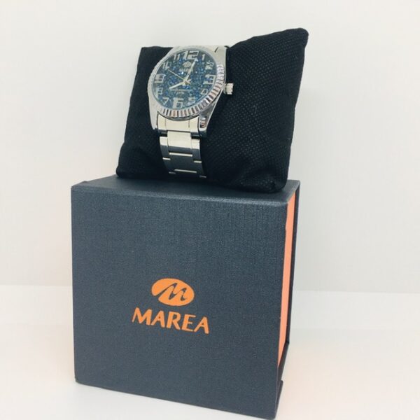 367429 3 RELOJ DE PULSERA MAREA B41151 ESFERA AZUL CORREA PLATEADA CAJA Y ESLABONES