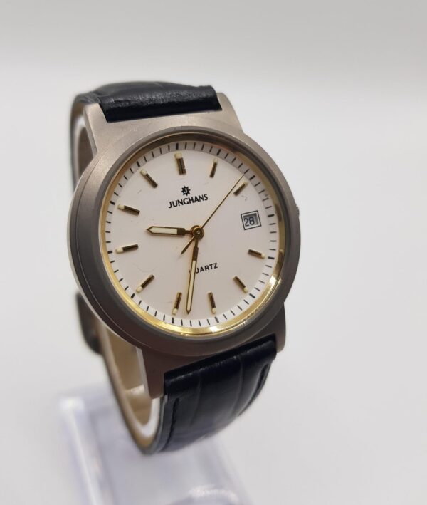 431781 1 RELOJ JUNGHANS ESFERA BLANCA CORREA NEGRA