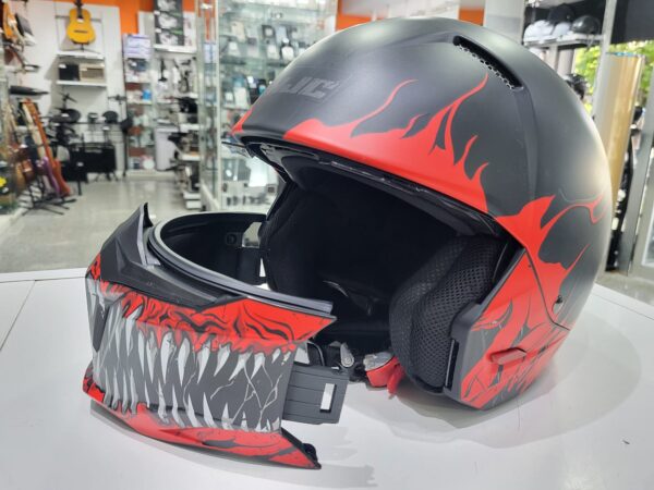 463059 3 CASCO DE MOTO MODULAR HJC I20 SCRAW NEGRO Y ROJO TALLA L + VISERA DE RECAMBIO