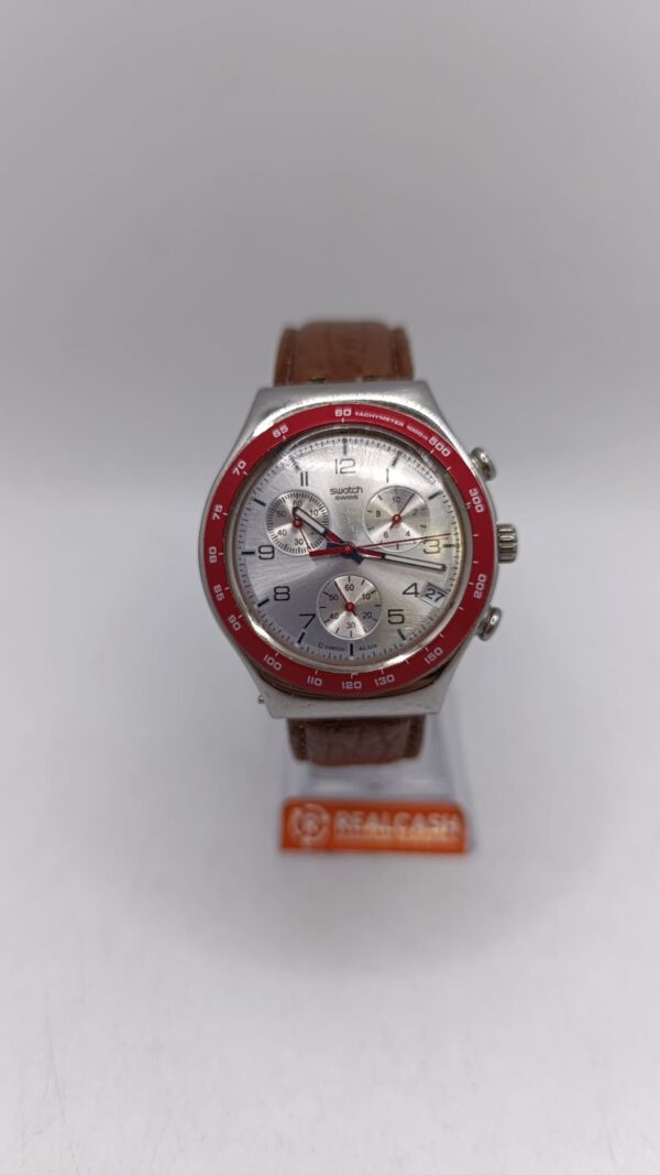 459703 2 RELOJ PULSERA SWATCH IRONY 4 JEWELS ESFERA ROJO