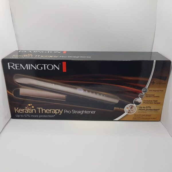 482754 2 PLANCHA DE PELO REMINGTON KERATIN THERAPY PRO S8593 + CAJA