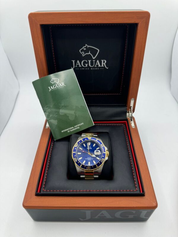 484005 4 RELOJ JAGUAR J863 AZUL Y DORADO CORREA ACERO + CAJA + CERTIFICADO + ESLABON