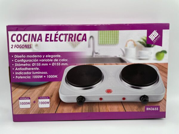 A1 N466915 1 COCINA ELECTRICA HOUSEWARE BN3655 2 PLACAS 2000W