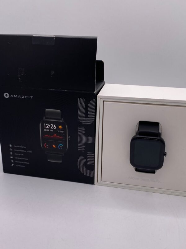 v 9 SMARTWATCH AMAZFIT GTS NEGRO + CARGADOR + CAJA