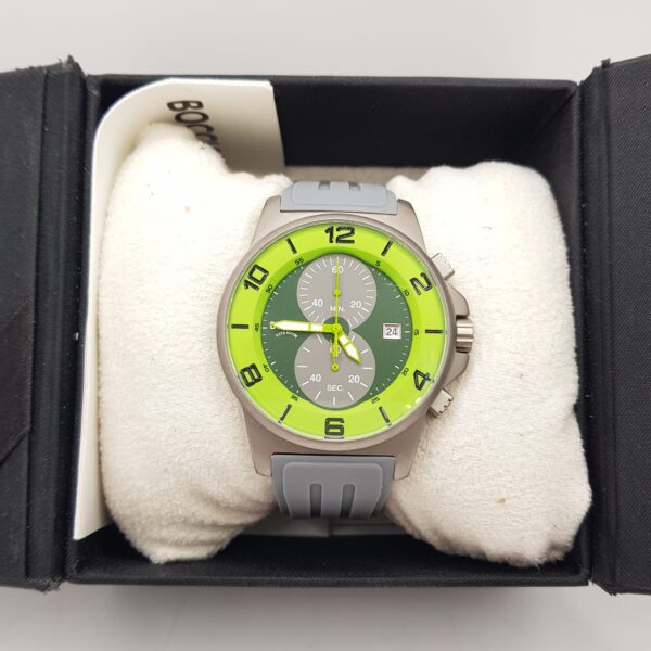 486910 1 RELOJ DE CUARZO BOCCIA TITANIUM VERDE Y GRIS + CAJA