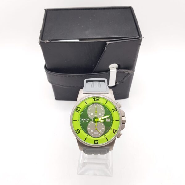 486910 2 RELOJ DE CUARZO BOCCIA TITANIUM VERDE Y GRIS + CAJA