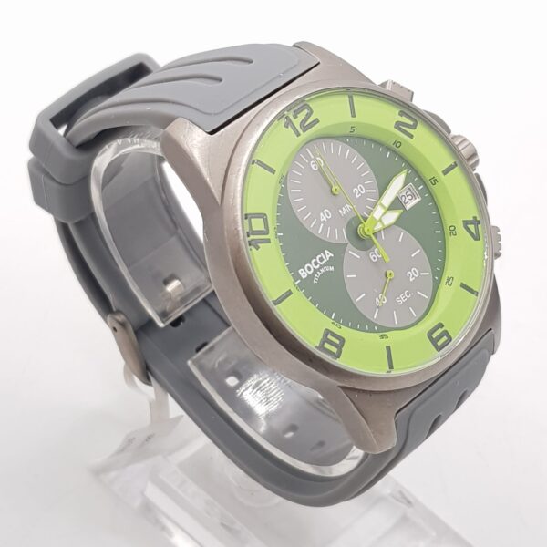 486910 4 RELOJ DE CUARZO BOCCIA TITANIUM VERDE Y GRIS + CAJA