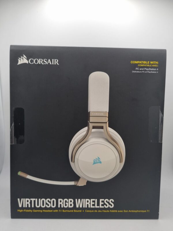 490568 2 AURICULARES GAMING CORSAIR VIRTUOSO RGB WIRELESS BLANCOS + CAJA + CABLES *NO INCLUYE RECEPTOR*