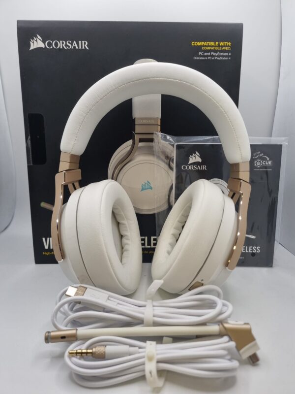 490568 3 AURICULARES GAMING CORSAIR VIRTUOSO RGB WIRELESS BLANCOS + CAJA + CABLES *NO INCLUYE RECEPTOR*