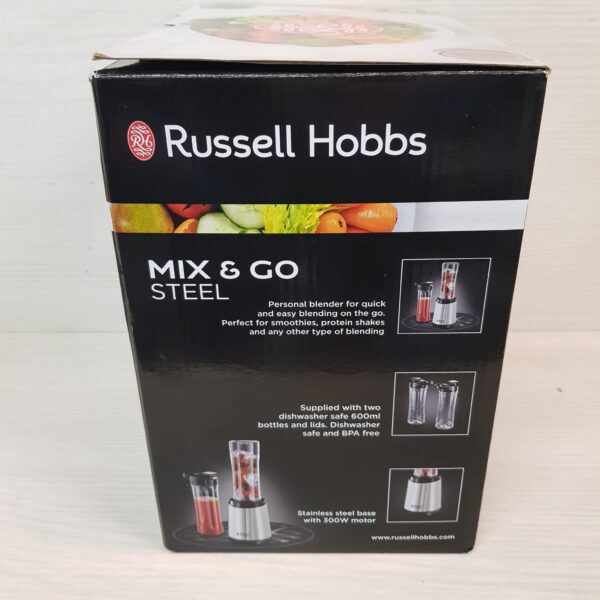 496249 2 RUSSEL HOBBS MIX & GO STEEL BATIDORA DE VASO 300W *A ESTRENAR