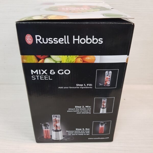 496249 3 RUSSEL HOBBS MIX & GO STEEL BATIDORA DE VASO 300W *A ESTRENAR