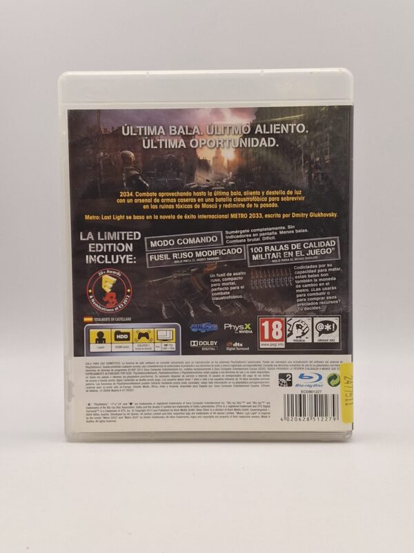 15 u492442 3 VIDEOJUEGO PS3 METRO LAST LIGHT LIMITED EDITION