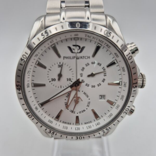 380018 1 scaled RELOJ PHILIP WATCH BLAZE 8273995215-78510 ESFERA BLANCA CORREA PLATEADA CON CAJA Y ESLABONES