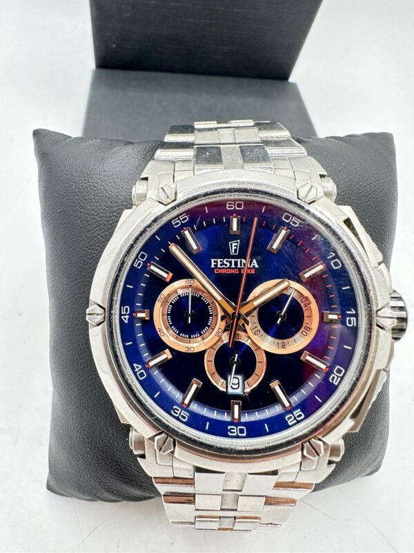 489675 2 RELOJ FESTINA F20327 PLATEDOS ESFERA AZUL + CAJA