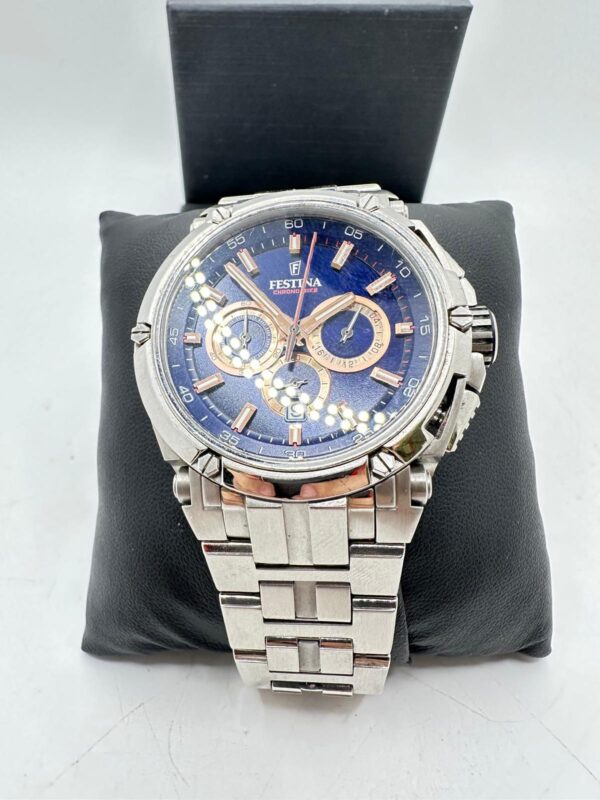 489675 5 RELOJ FESTINA F20327 PLATEDOS ESFERA AZUL + CAJA