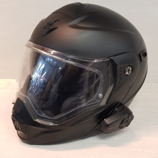 494203 2 CASCO SCORPION EXO-AT950 NEGRO MATE XL / SISTEMA DE COMUNICACIÓN BLUETOOTH SENA 10S