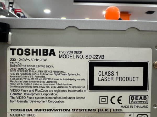 496844 5 REPRODUCTOR DVD/VHS TOSHIBA SD-22VB+MANDO