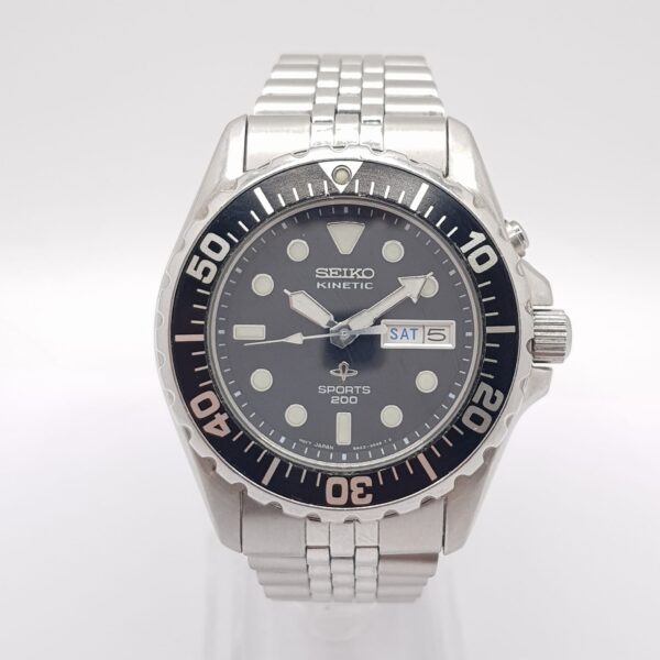 497538 1 RELOJ DE BUCEO SEIKO KINETIC SPORTS 200 DAYDATE 5M43-0A40 CORREA JUBILEE VINTAGE - NEGRO