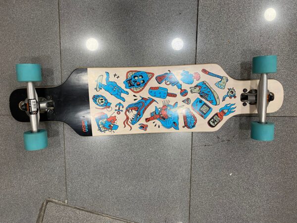 497592 4 SKATE LONGBOARD OXELO DROP MINI CORE BLUE