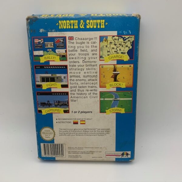 497755 1 VIDEOJUEGO NORTH & SOUTH + CAJA NINTENDO NES