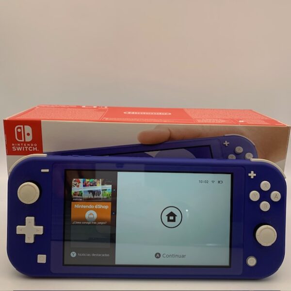 499651 2 CONSOLA NINTENDO SWITCH LITE AZUL CON CAJA Y CARGADOR