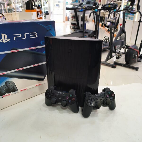 499832 scaled CONSOLA SONY PS3 SUPER SLIM 500GB CON CAJA, CABLES Y 2 MANDOS ORIGINALES