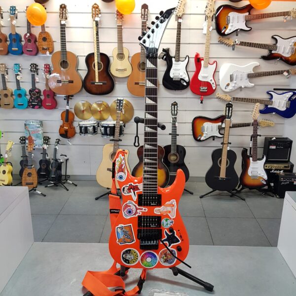 501056 2 GUITARRA ELÉCTRICA JACKSON JS DINKY JS32 DKA AH NARANJA + CORREA DIMARCIO