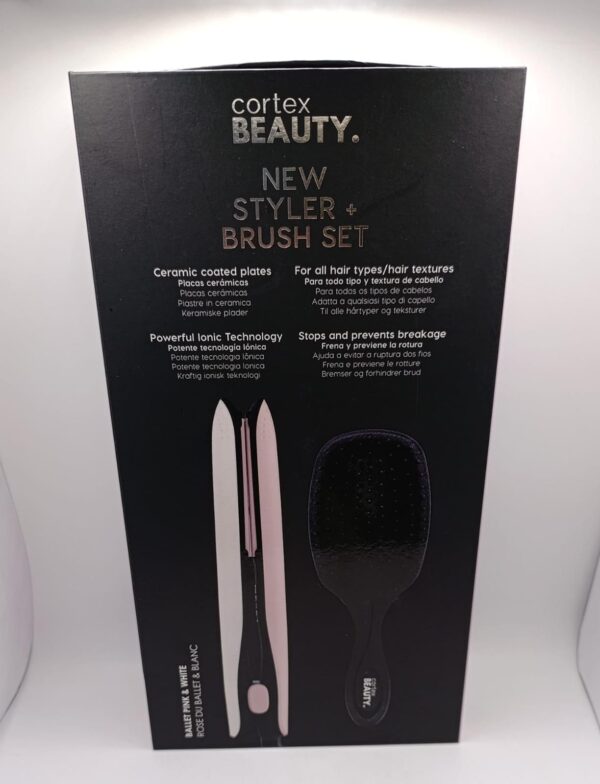 502433 2 KIT DE PLANCHA Y CEPILLO CORTEX BEAUTY NEW STYLER + BRUSH SET + CAJA *A ESTRENAR