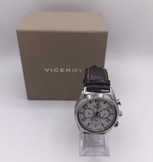 502665 5 RELOJ VICEROY 40347S ESFERA BLANCA/ CORREA CUERO + CAJA