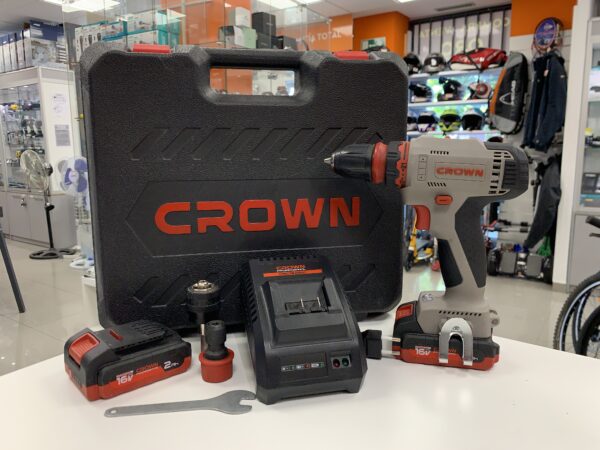 IMG 9638SAMU050624 89 scaled TALADRO A BATERIA CROWN CT21082HQ + 2 BATERIA 16V 2000AH + CARGADOR + MALETIN (A)