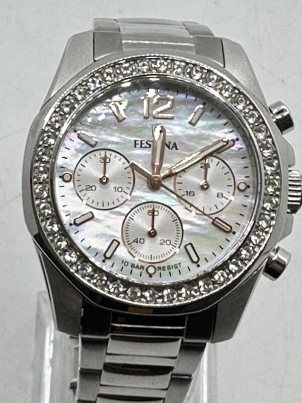 502218 5 RELOJ FESTINA F20606 PLATEADO ESFERA BLANCA DE NACAR