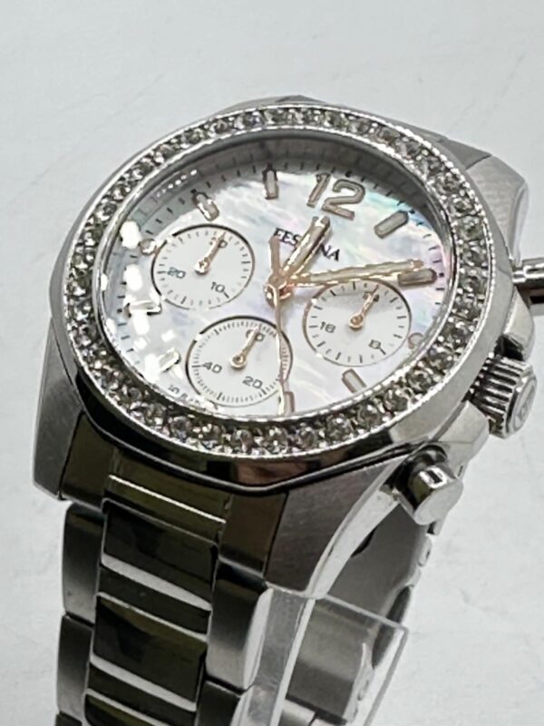 502218 6 RELOJ FESTINA F20606 PLATEADO ESFERA BLANCA DE NACAR