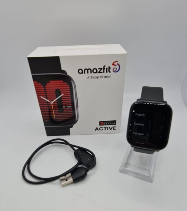 504510 1 SMARTWATCH AMAZFIT ACTIVE NEGRO + CAJA + CARGADOR