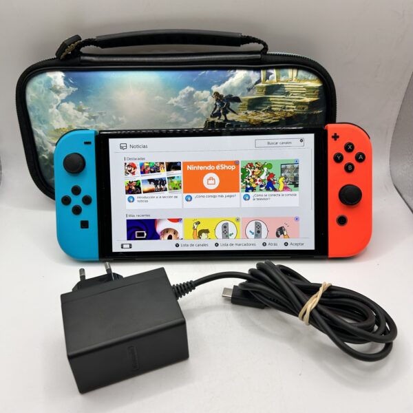 505757 1 scaled CONSOLA NINTENDO SWITCH OLED NEON/AZUL CON CARGADOR Y FUNDA