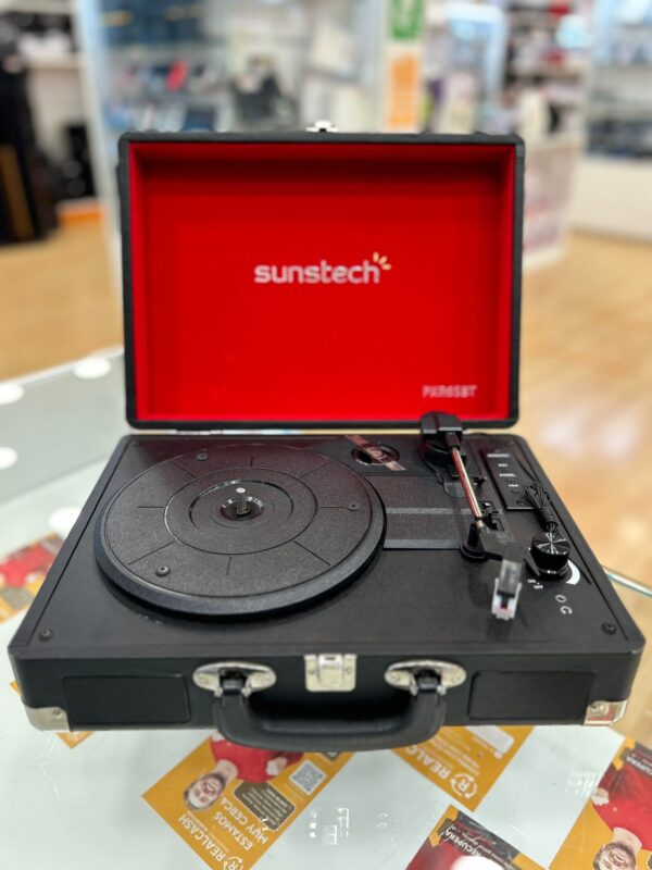 505797 4 REPRODUCTOR DE VINILO SUNTECH PXR6SBT NEGRO BLUETHOOT/USB