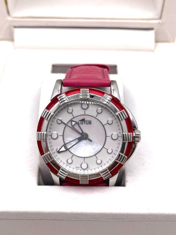 506560 5 RELOJ PULSERA LOTUS 15747 CORREA ROSA ESFERA BLANCA + CAJA