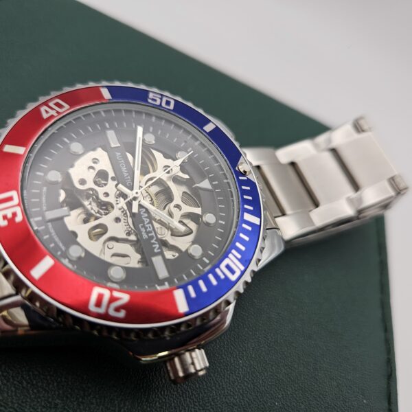 507432 6 1 scaled RELOJ AUTOMÁTICO MARTYN LINE SKELETON PEPSI BEZEL LIMITED EDITION 3668 + CAJA