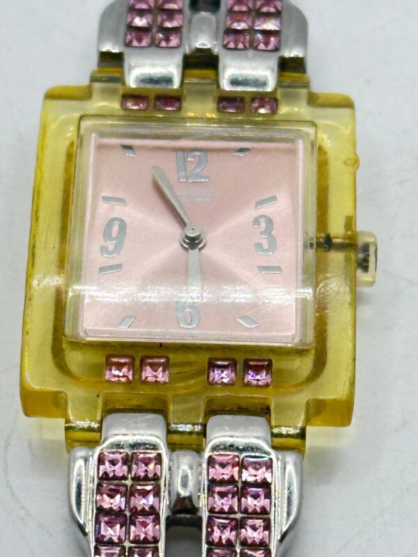 510210 2 RELOJ SWATCH SUBK137G ROSA CUADRADO VINTAGE