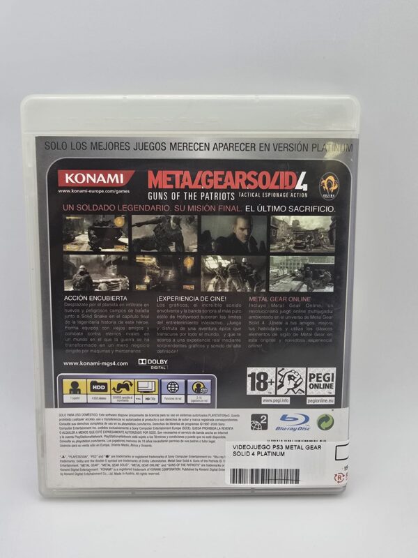 15u493444 3 VIDEOJUEGO PS3 METAL GEAR SOLID 4 PLATINUM