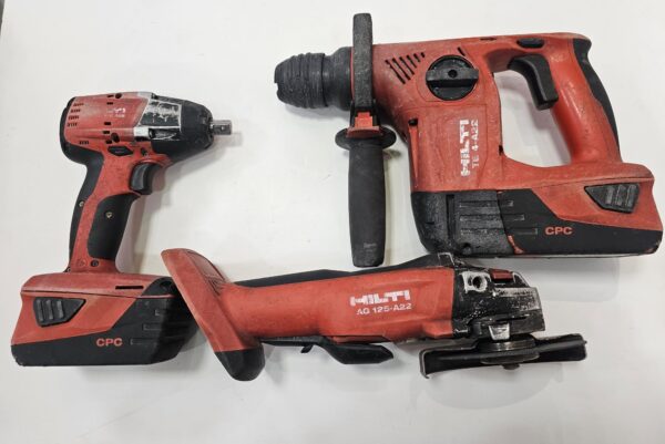 458974 1 PACK HILTI A BATERIA MARTILLO TE 4-A22- RADIAL AG 125-A22-- LLAVE DE IMPACTO 6AR-A22+ 2 BATERIAS Y CARGADOR