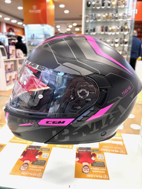 510857 4 scaled CASCO MOTO CGM 569 C-MAX TALLA XS NEGRO Y ROSA *A ESTRENAR* + FUNDA + CAJA