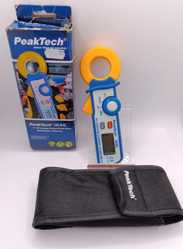 512468 1 PINZA AMPERIMETRICA DE FUGAS PEAKTECH 1636 + FUNDA + CAJA