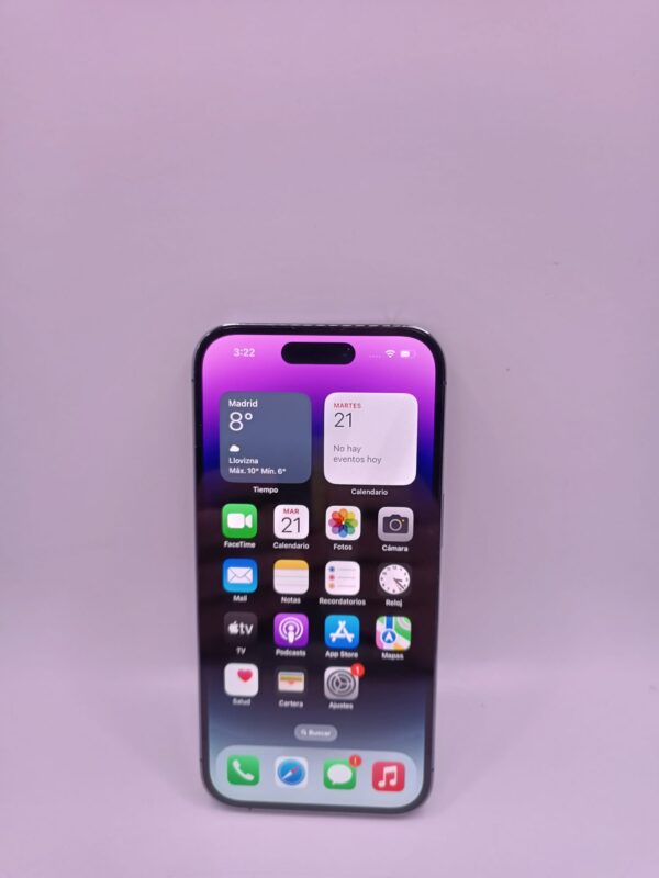 513480 2 IPHONE 14 PRO 128GB PURPURA BATERIA 93% + CABLE+ CAJA