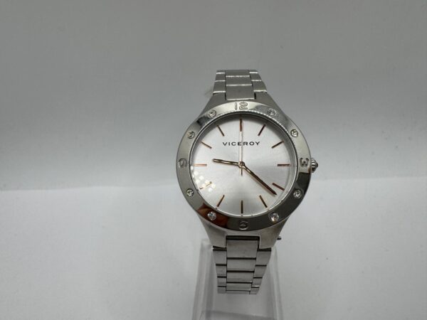 516337 2 RELOJ PULSERA VICEROY 401044 ESFERA BLANCA CORREA ACERO