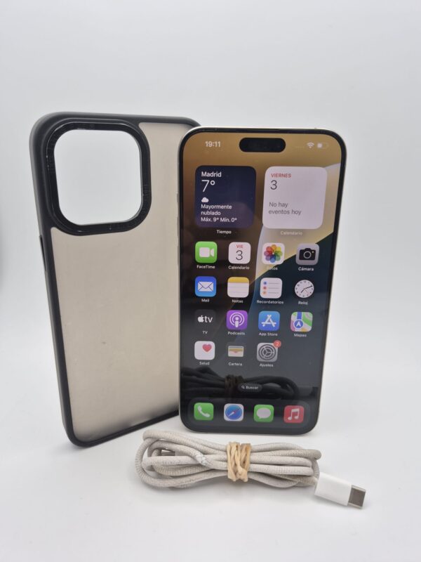 516880 1 MOVIL IPHONE 15 PRO MAX 256GB TITANIO NATURAL 100%SB + CABLE + FUNDA