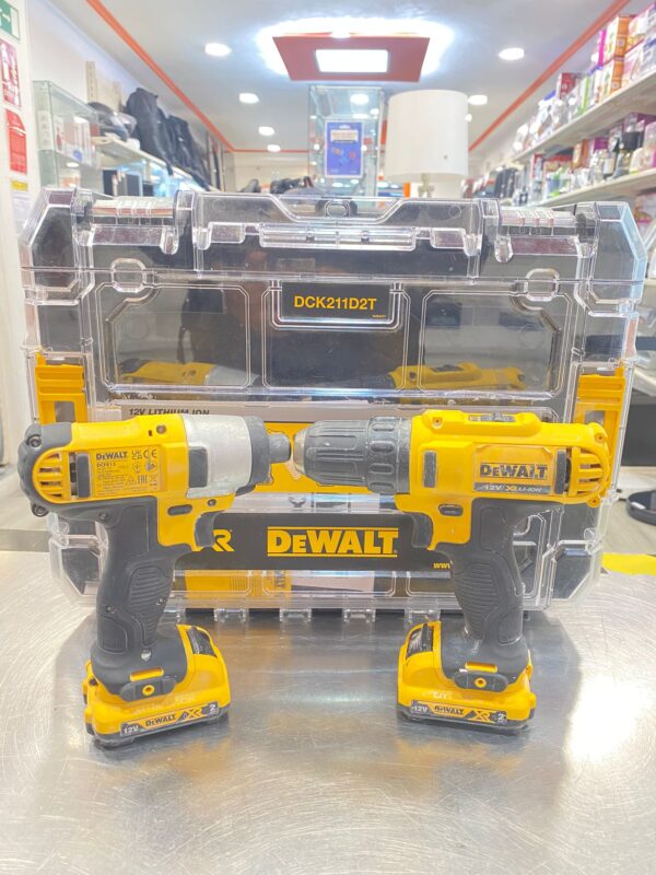 520804 7 JUEGO DE TALADRO ATORNILLADOR Y ATORNILLADOR DE IMPACTO DEWALT DCK211D2T +CAJA + ACC