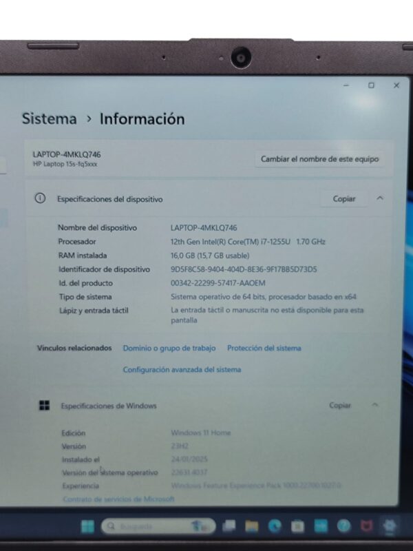 Imagen de WhatsApp 2025 01 24 a las 17.48.40 46260c02 1 PORTATIL HP 15S-FQ5048/I7-1255U/16GB RAM/512GB SSD/15"/W11/