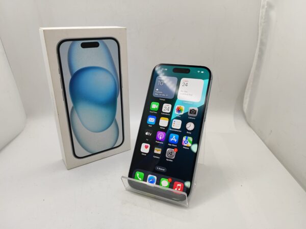 13499 1 APPLE IPHONE 15 128GB BATERIA 100% AZUL + CAJA Y ACC